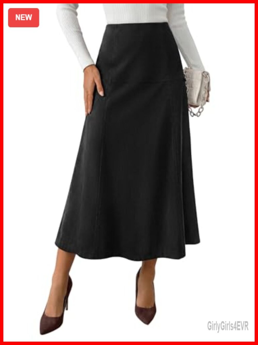 High Waist Faux Suede A Line Midi Skirt